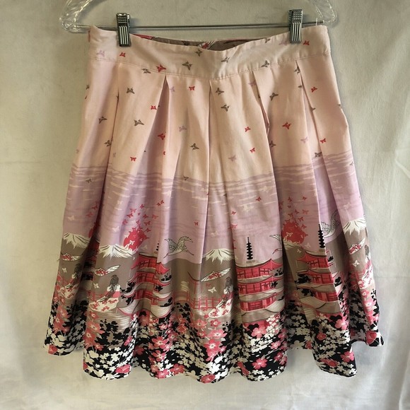 Pink Japanese Pleated Skirt, Anime, Toyko, Cherry Blossoms, Side Zipper, Medium - Picture 2 of 6